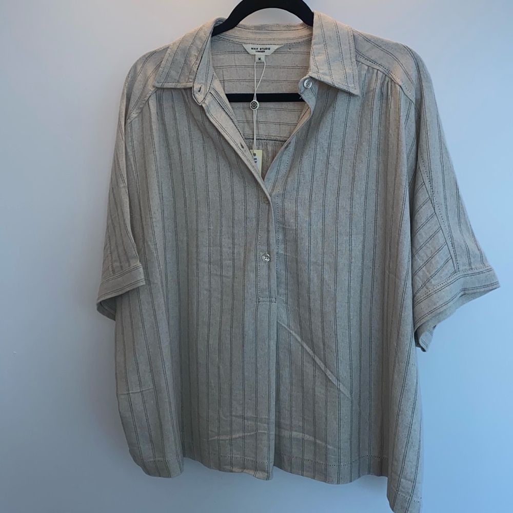 Oversized cream linen top M NWT